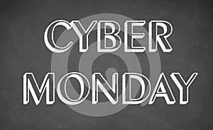 CYBER MONDAY handwritten chalk text