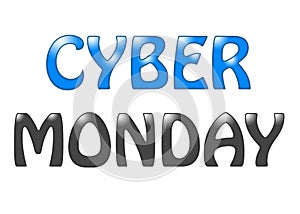 Cyber Monday lettering text on a white background