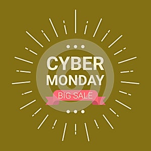 Cyber Monday Logo Design Big Sale Event Flyer, Online Shopping Deals Concept