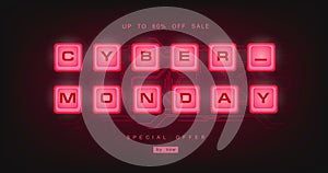 Cyber monday, mechanical panel letters. Typography, font. Digital author font, cyber font. Big sale, creative template.