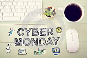 Cyber Monday message with workstation