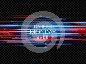 Cyber Monday. Promotional online sale event. Vector technology illustration.