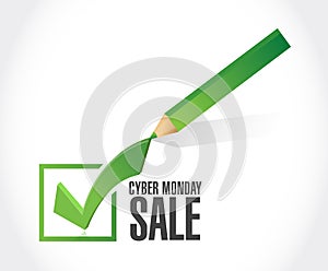 Cyber Monday Sale approval check mark message concept