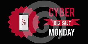 Cyber monday sale banner black background.Vector illustration graphic.