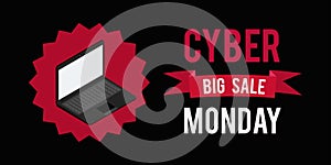 Cyber monday sale banner witn black background.Vector illustration graphic.