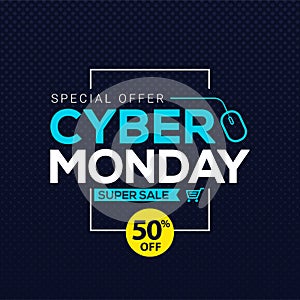 Cyber Monday sale discount banner template design for promotional business