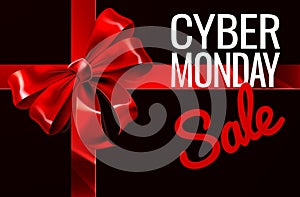 Cyber Monday Sale Gift Ribbon Bow Sign photo