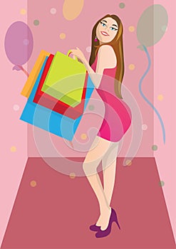Cyber monday sale happy shopping woman vector design eps Black Fridays discount pictures Black Friday eps shop bag clipart icon photo