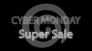 Cyber Monday sale neon light glowing sign banner for promo video. Sale badge. Special offer discount tags with Alpha Channel