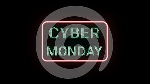 Cyber Monday sale neon light glowing sign banner for promo video. Sale badge. Special offer discount tags with Alpha Channel