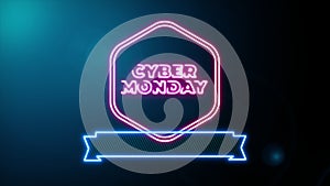 Cyber Monday sale neon light glowing sign banner for promo video. Sale badge. Special offer discount tags with Alpha Channel