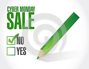 Cyber Monday Sale no approval check mark message concept