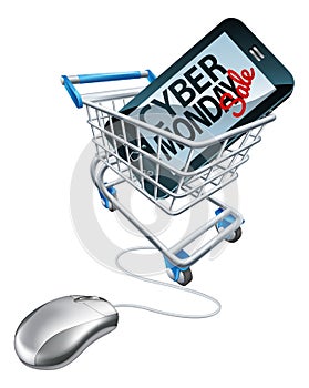 Cyber Monday Sale Phone Mouse Trolley Sign
