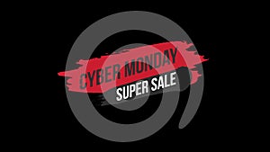 Cyber Monday sale sign banner for promo video. Sale badge. Special offer discount tags with Alpha Channel transparent background