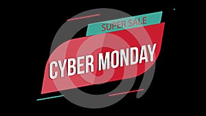 Cyber Monday sale sign banner for promo video. Sale badge. Special offer discount tags with Alpha Channel transparent background