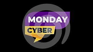 Cyber Monday sale sign banner for promo video. Sale badge. Special offer discount tags with Alpha Channel transparent background