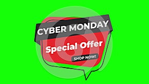 Cyber Monday sale sign banner for promo video. Sale badge. Special offer discount tags with Alpha Channel transparent background