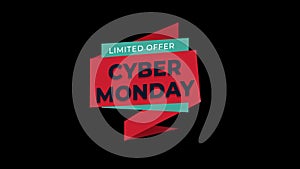 Cyber Monday sale sign banner for promo video. Sale badge. Special offer discount tags with Alpha Channel transparent background