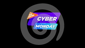 Cyber Monday sale sign banner for promo video. Sale badge. Special offer discount tags with Alpha Channel transparent background