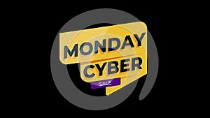 Cyber Monday sale sign banner for promo video. Sale badge. Special offer discount tags with Alpha Channel transparent background