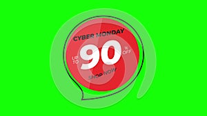 Cyber Monday sale sign banner for promo video. Sale badge. up to 80 percent off Special offer discount tags with Alpha Channel