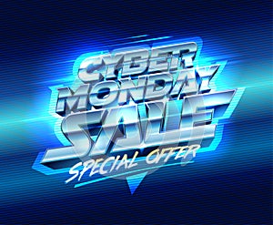 Cyber monday sale, special offer 3D style illustration