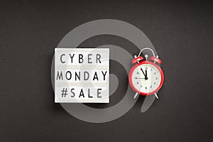 Cyber Monday sale text on white lightbox