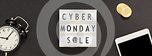 Cyber Monday sale text on white lightbox