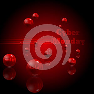 Cyber Monday sale website display with red balls promotion balls
