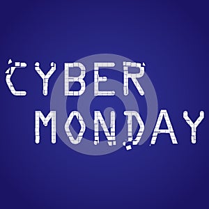 Cyber Monday sale website. Pixel art shopping cart and cyber monday text