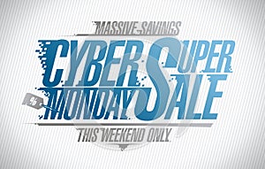 Cyber monday super sale vector banner design, massive savings