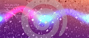 Cyber Monday Vector Equalizer. Fractal Liquid Code Purple Pink Blue Background. Matrix Falling Binary Code. Computing Abstract