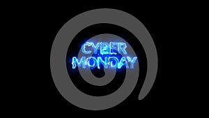 Cyber Monday word neon light, luminous signboard, nightly advertising advertisement of sales rebates of cyber Monday. illustration
