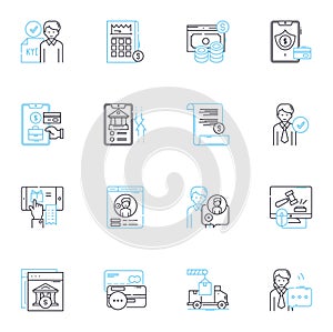 Cyber my linear icons set. Security, Hacking, Internet, Phishing, Firewall, Malware, Encryption line vector and concept