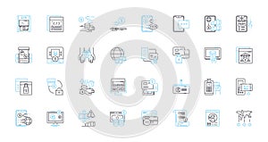 Cyber my linear icons set. Security, Hacking, Internet, Phishing, Firewall, Malware, Encryption line vector and concept photo
