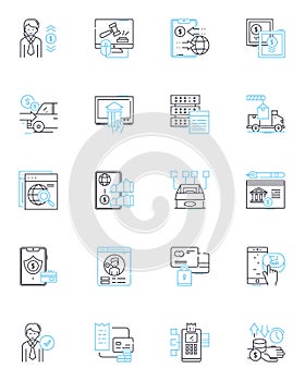 Cyber my linear icons set. Security, Hacking, Internet, Phishing, Firewall, Malware, Encryption line vector and concept photo
