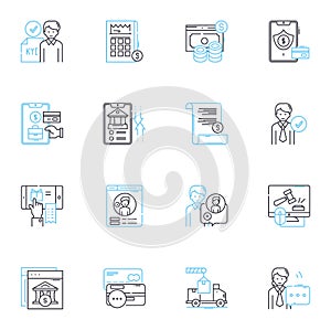 Cyber my linear icons set. Security, Hacking, Internet, Phishing, Firewall, Malware, Encryption line vector and concept photo