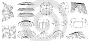 Cyber neo futuristic grids, 3d mesh objects