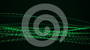 Cyber network connection background. Abstract connecting dots and lines. Molecular background with DNA. Big data visualization. 3d
