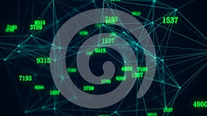 Cyber network connection structure. Technology connect big data. Science background. Business futuristic backdrop. 3D rendering