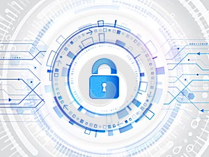 Cyber padlock for internet protection. Computer data defense. Global network security. Abstract digital business background.