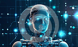 cyber person with background. background with the image of artificial intelligen