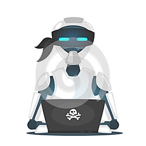 Cyber pirate robot hacking someone