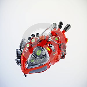 Cyber red heart 3d rendering