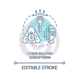 Cyber-related disruptions concept icon