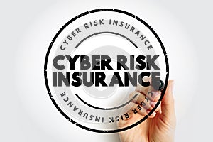 Cyber Risk Insurance text stamp, concept background