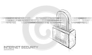 Cyber safety padlock on data mass. Internet security lock information privacy low poly polygonal future innovation