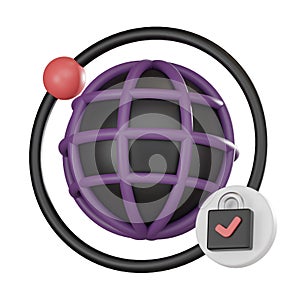 Cyber Security 3D Icon, Protect Your Website with Online Safety and Data Encryption 3D render