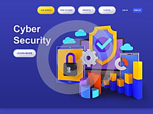 Cyber security 3d render illustration.