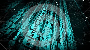 Cyber attack binary lines and ai abstract concept of binary numbers and artificial intelligence in cyber security and cyber attack